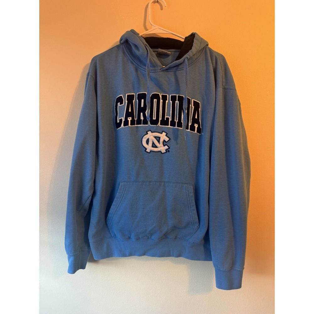 North Carolina Tar Heels Hoodie Men Large‎ Sweatshirt UNC Blue Y2K Sewn Pullover